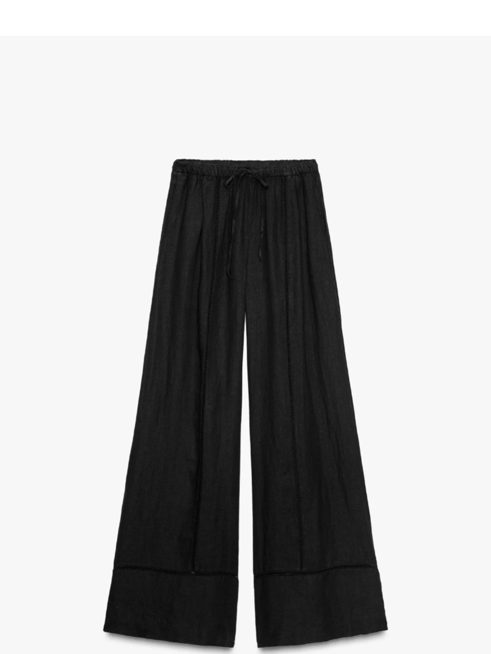 Zara Heavy Linen Black Drawstring Palazzo Pants – Size S – NWT